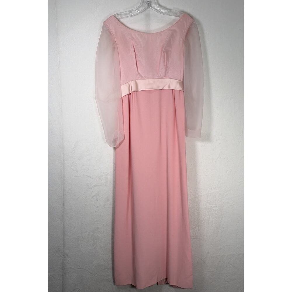 Vtg 60s Mike Benet Light Pink Log Sleeve Evening Gown Maxi Dress Size 7 Charity